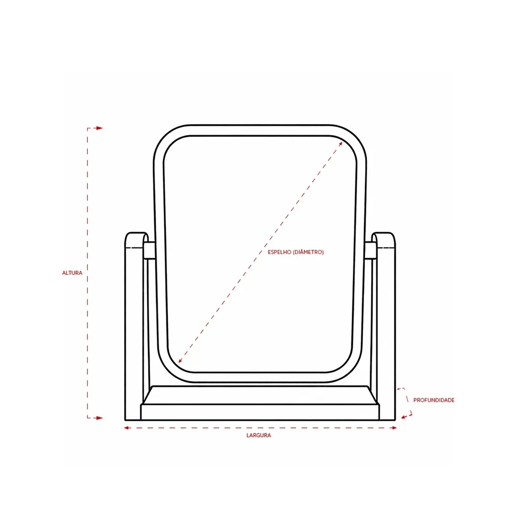 Espelho de Mesa Retangular Bambu.