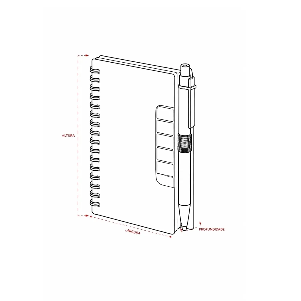 Bloco de Anotações com Autoadesivos e Caneta