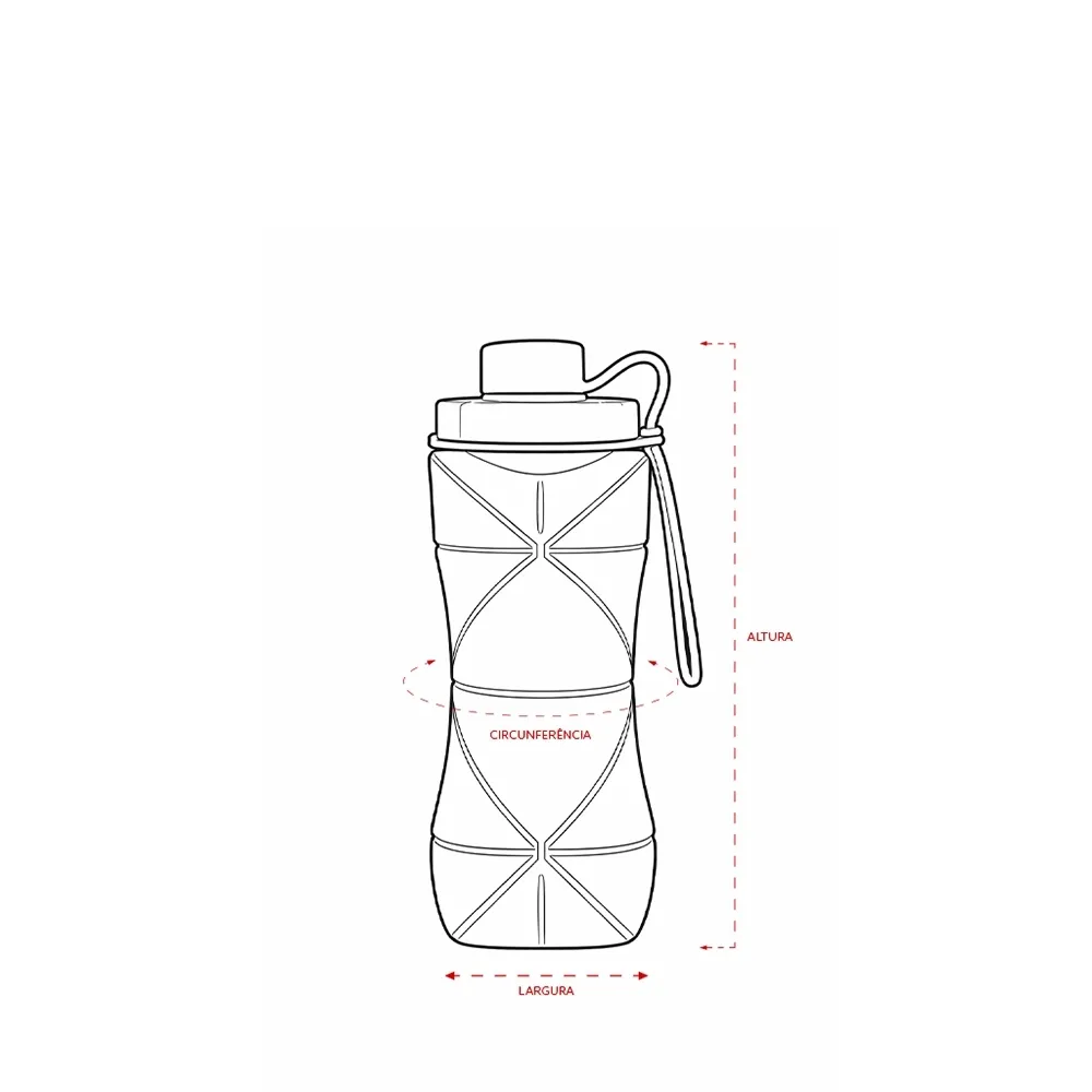 Garrafa Dobrável Silicone 600ml