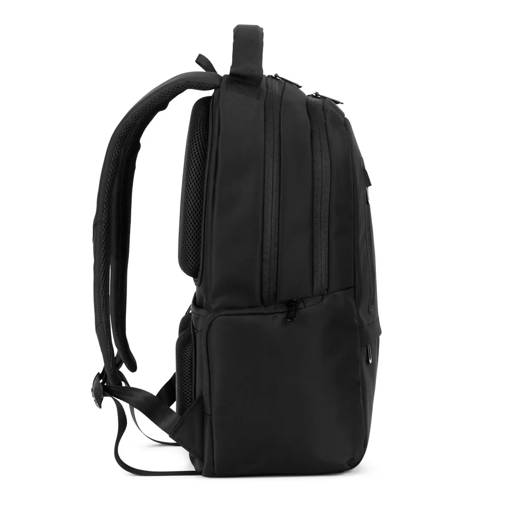 SPACIO SOLID. Mochila para computador portátil (17 ) em nylon 150D com 2 compartimentos acolchoados e placa para personalização