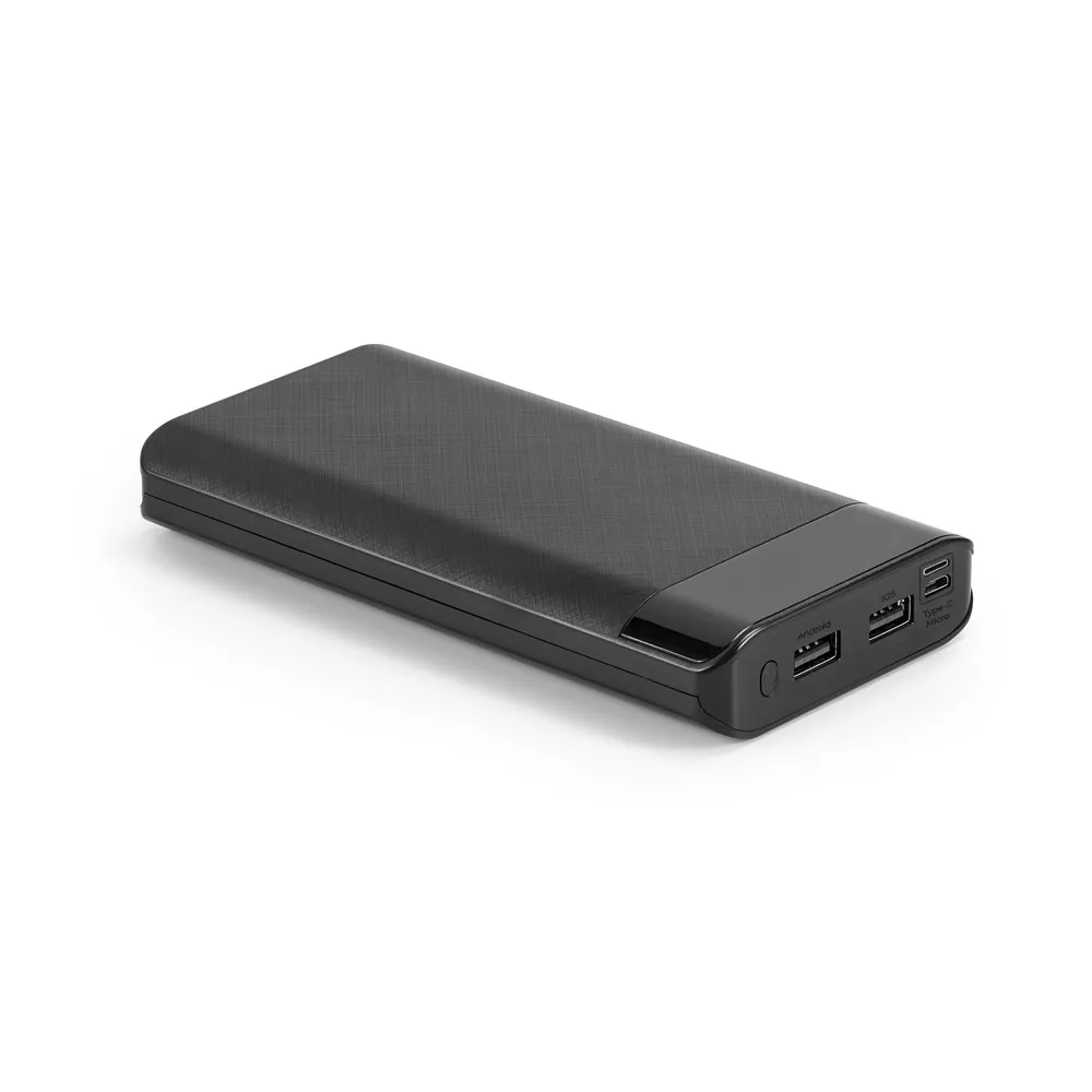 RAMAN BK. Bateria portátil em ABS com LED 16 000 nAh