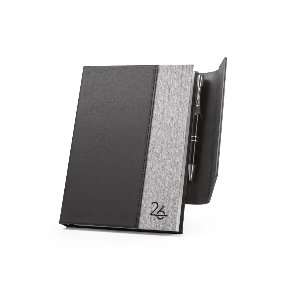 AUSTEN A5. Agenda A5 em PU (58% reciclado) e PET reciclado (100% rPET) 300D
