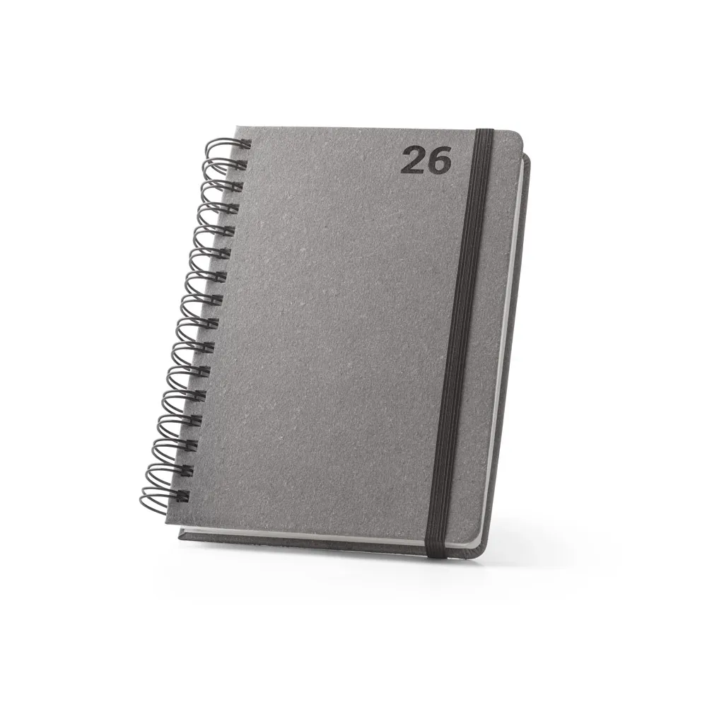 SIMMEL A5. Agenda A5, com argolas, em pele (58% reciclada)