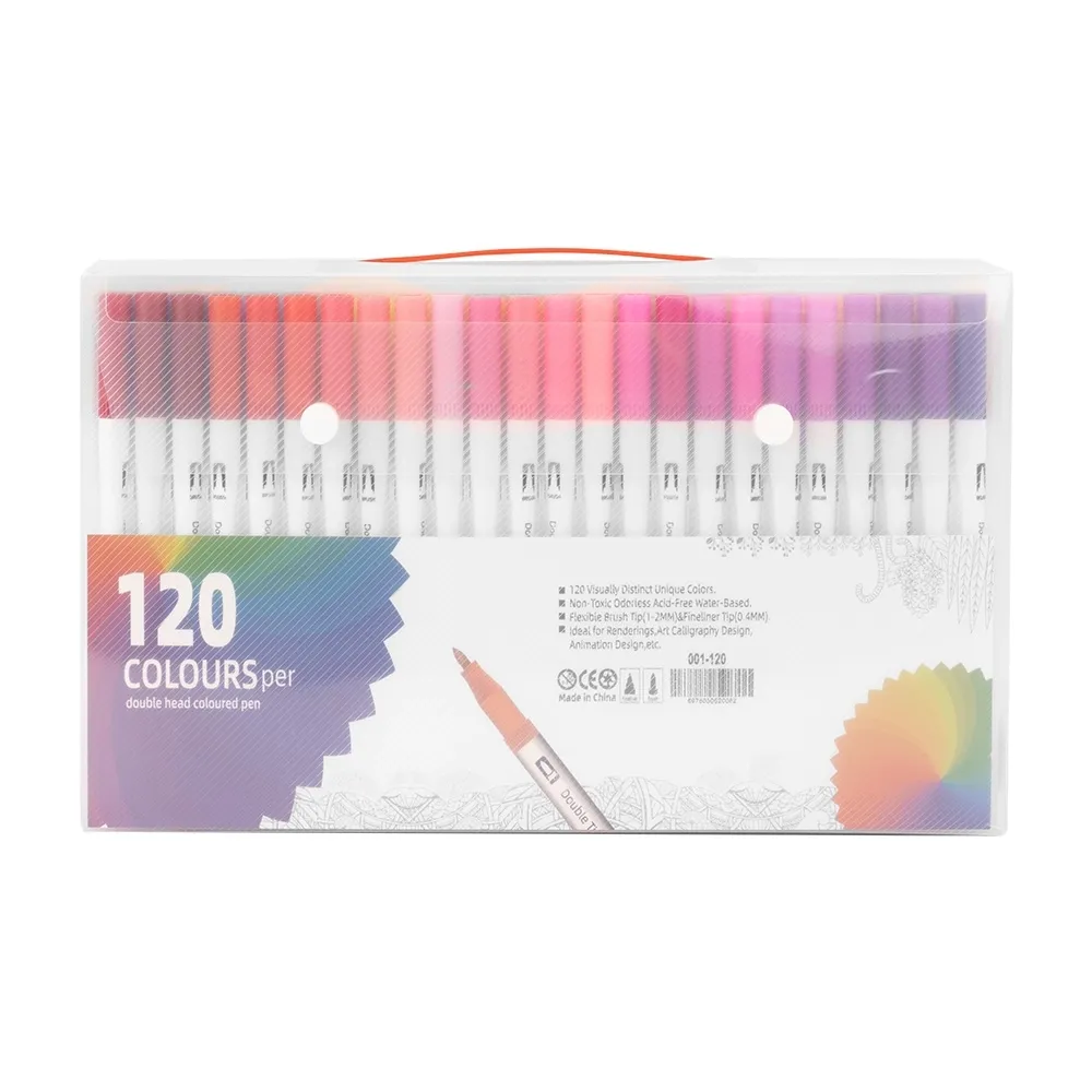 Kit Canetinhas Ponta Dupla Com 120 Cores-8332-120-COL