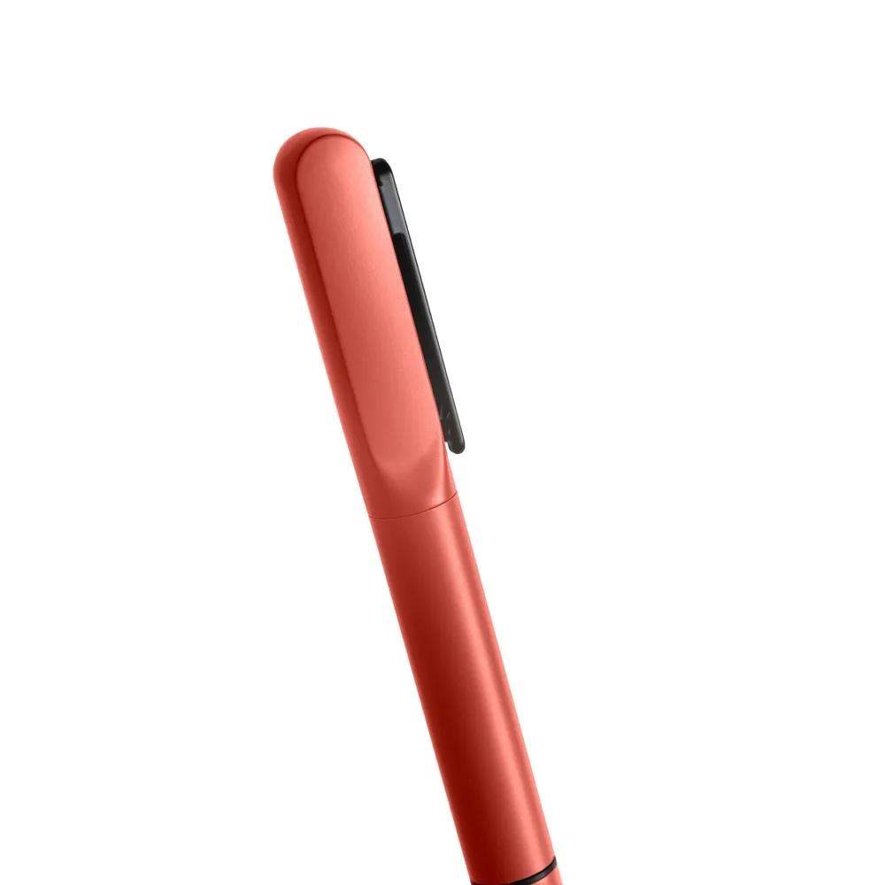 VALERIUS. Esferográfica em alumínio 94% reciclado com iluminação no clipe e escrita em azul