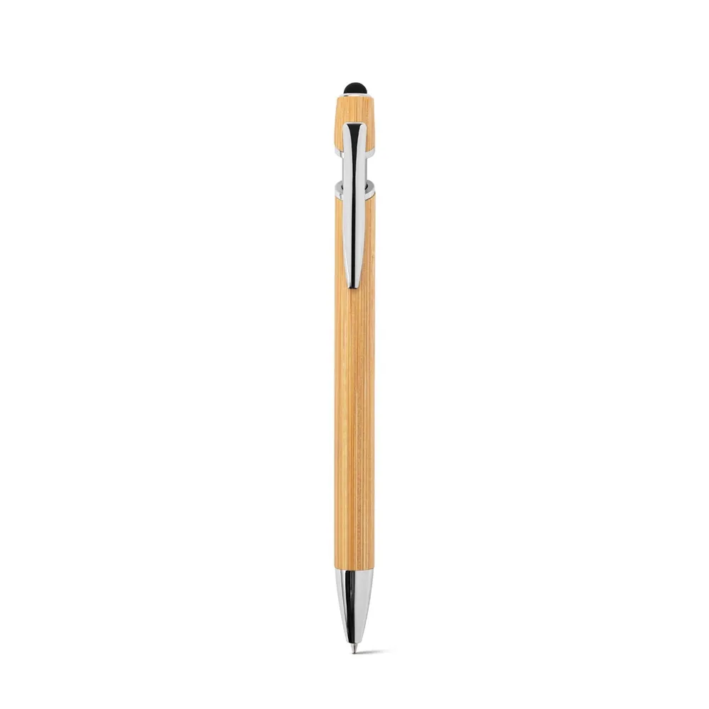 BLANC BAMBOO. Caneta esferográfica em bambu, com detalhes em alumínio cromado