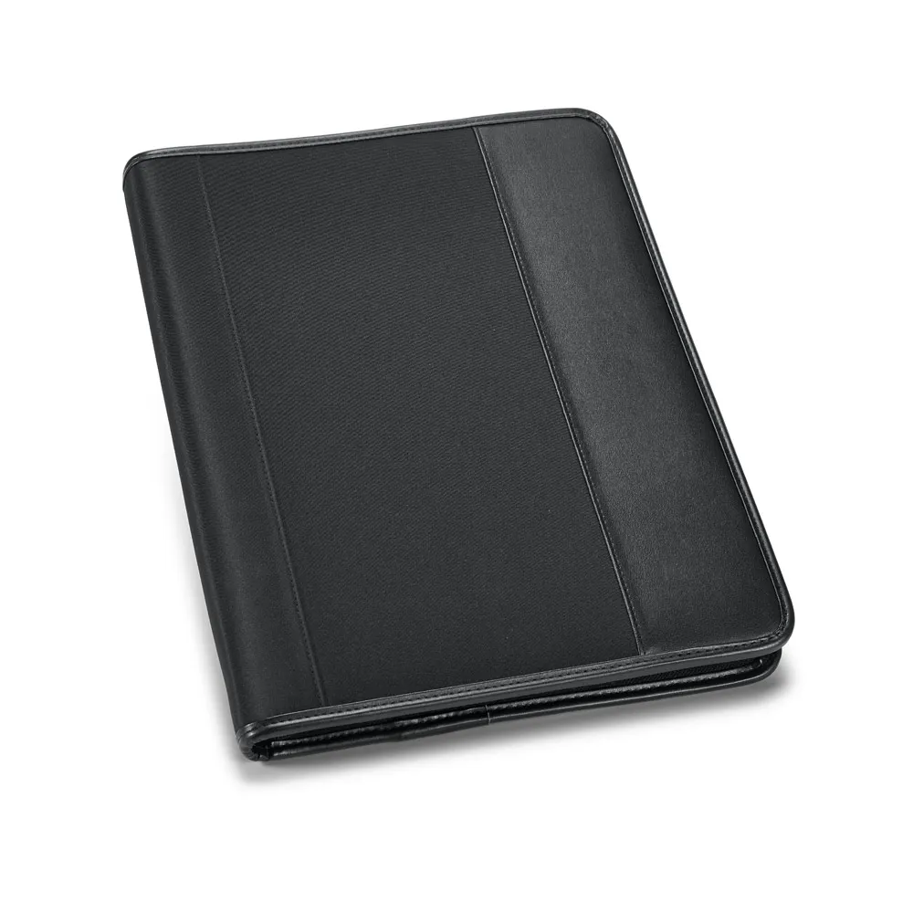 CHRISTIE. Pasta A4 em c. sintético e microfibra com 4 argolas e bloco de 40 páginas pautadas