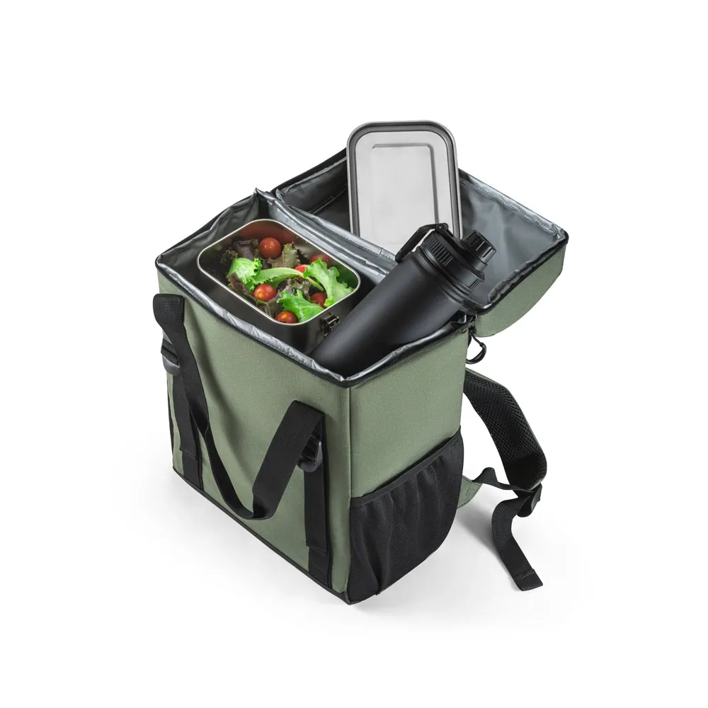 ROMA L. Cooler. Mochila térmica almofadada em 600D ripstop em poliéster reciclado com interior forrado em PEVA 16 L