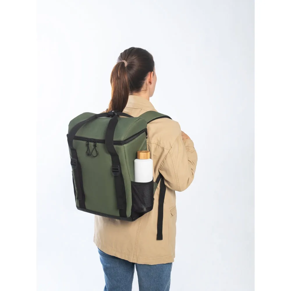 ROMA L. Cooler. Mochila térmica almofadada em 600D ripstop em poliéster reciclado com interior forrado em PEVA 16 L