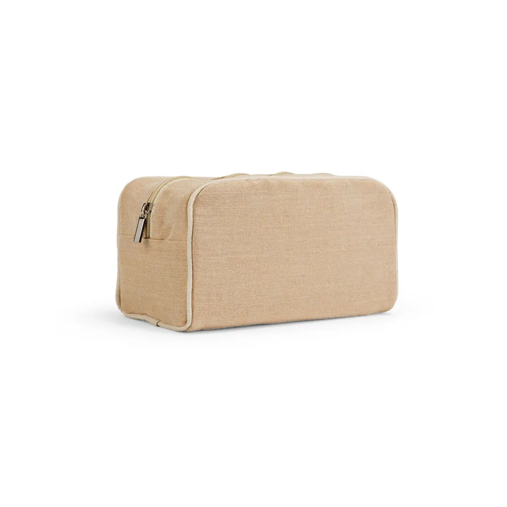 SEYCHELLES. Bolsa de cosméticos em juco (mistura de algodão e juta, 260g/m²) em juco com interior forrado em 70% algodão reciclado e 30% poliéster reciclado