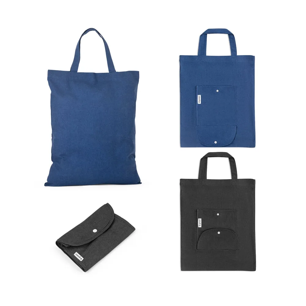 SIENA. Sacola dobrável (140 g/m²) em 50% algodão, 30% algodão reciclado e 20% poliéster reciclado (140 g/m²)-92328