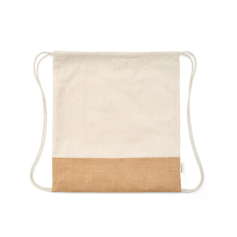MALDIVAS BPACK. Sacola tipo mochila em 70% algodão reciclado e 30% poliéster reciclado (180 g/m²) com base em juta