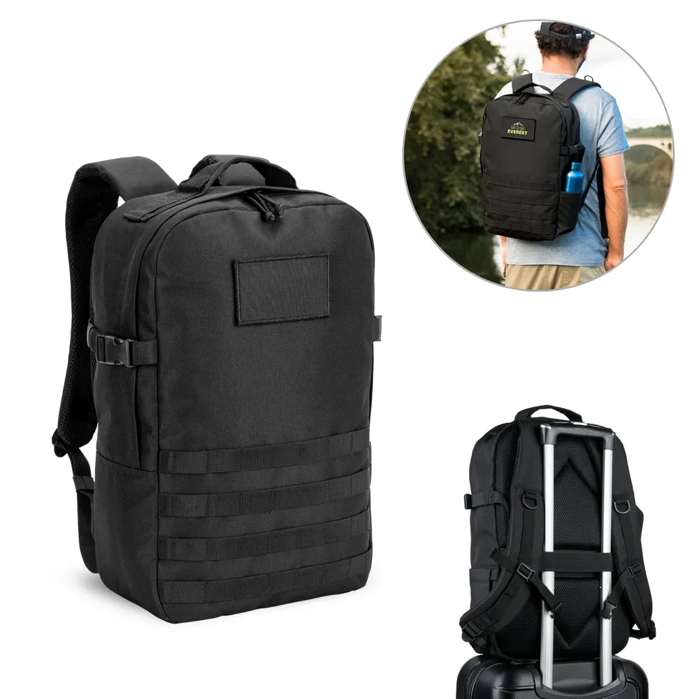 EDINBURGH BPACK. Mochila estilo militar em poliéster reciclado 600D, de alta densidade, com bolso para notebook 17 3  21 L