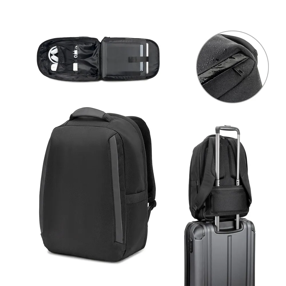 YANGON BPACK. Mochila antirroubo, em poliéster reciclado 600D twill, resistente à água, e bolso para notebook 17 3  20 L