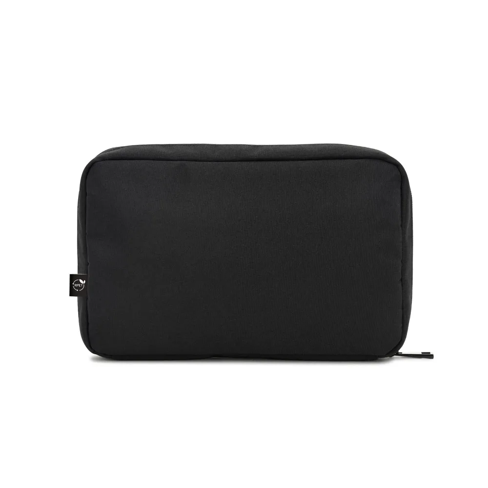 YANGON. Bolsa organizadora espaçosa para acessórios tecnológicos em poliéster reciclado 600D twill