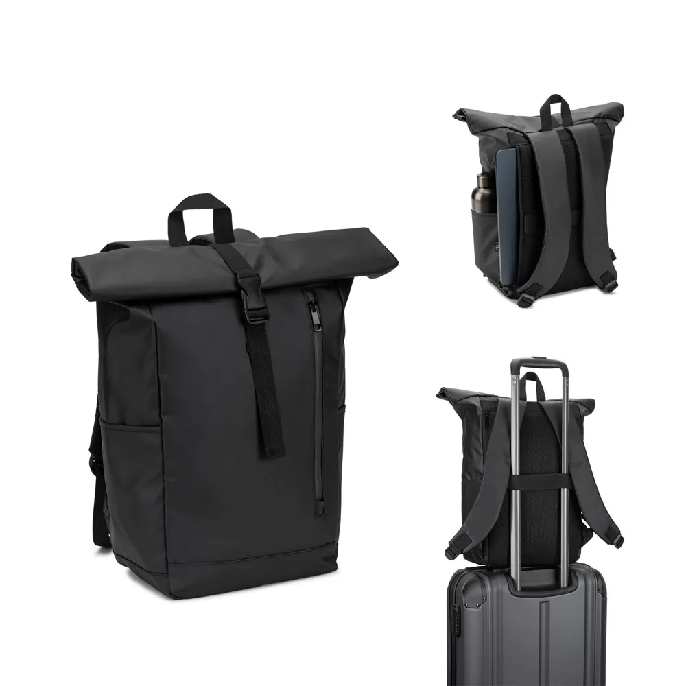 OSASCO BPACK. Mochila  Roll top  com design em sistema de fecho que permite enrolar a parte superior em poliéster reciclado 600D de alta densidade com revestimento resistente á água 20 L