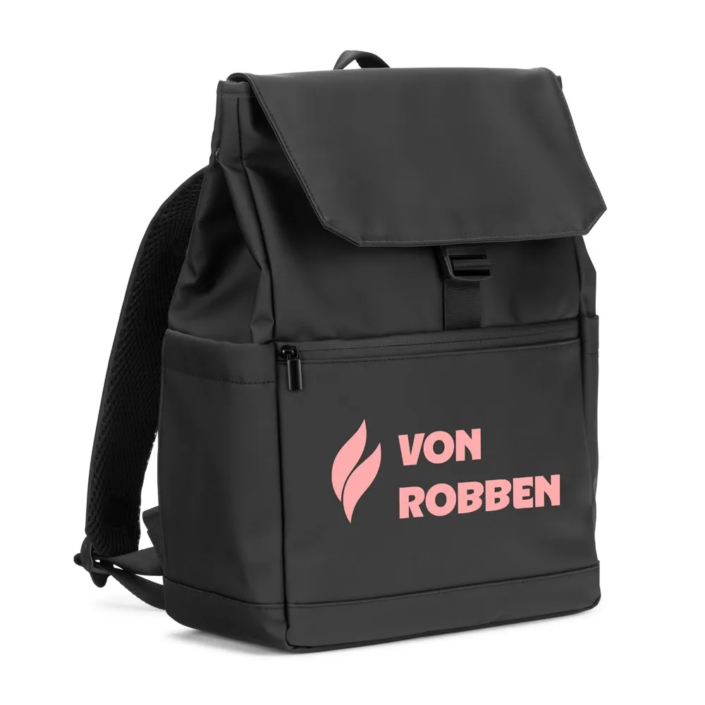 AZORES BAG. Mochila para computador portátil (16 ) em PU, com pala que cobre todos os compartimentos