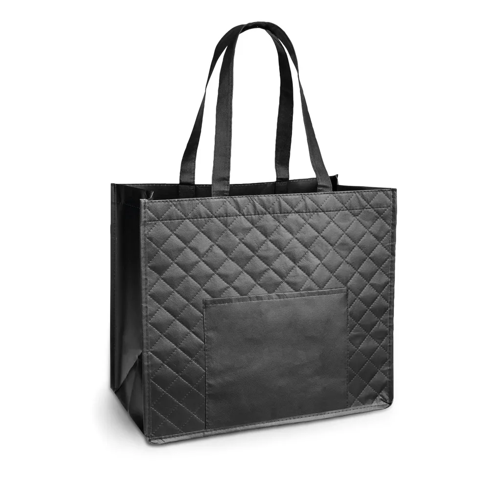 ARLETA. Sacola em non-woven laminado (110 g/m²) com bolso frontal