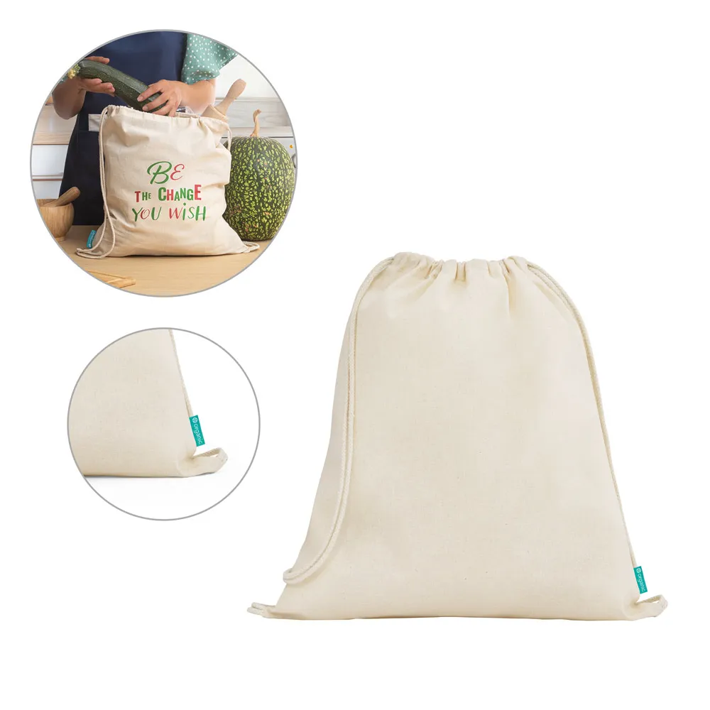 NAMPULA. Sacola tipo mochila em algodão orgânico (120 g/m²)-92933