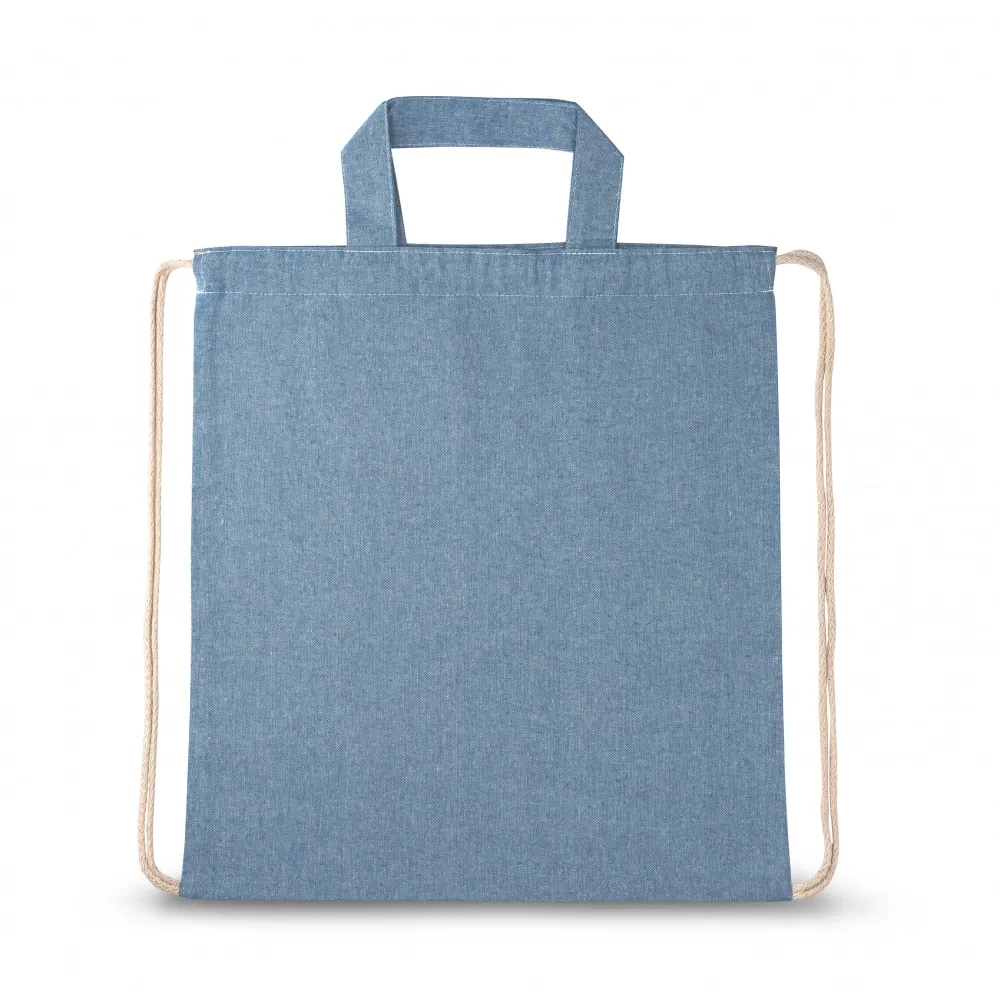 RISSANI. Sacola tipo mochila em 70% algodão reciclado e 30% poliéster reciclado (140g/m²) sem tingimento