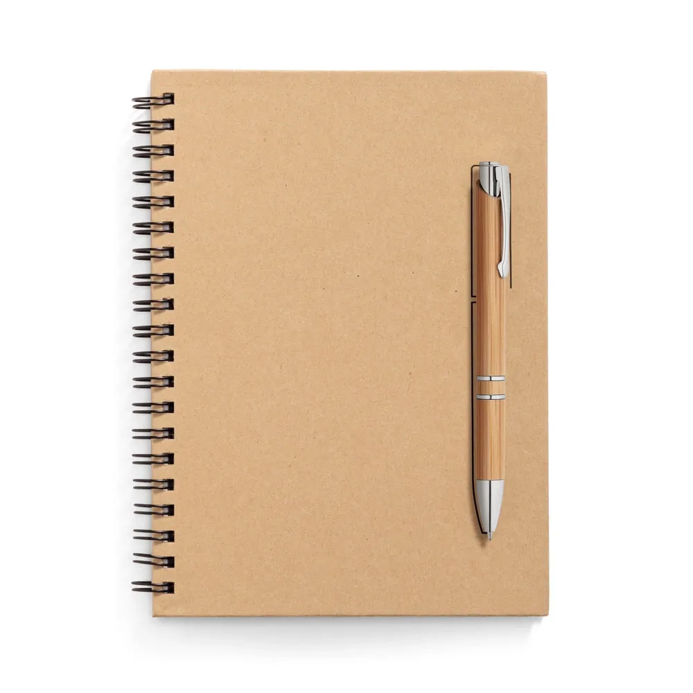 ROCK. Caderno B6 de capa dura em papel kraft com 140 páginas lisas em papel pedra (120 g/m²)