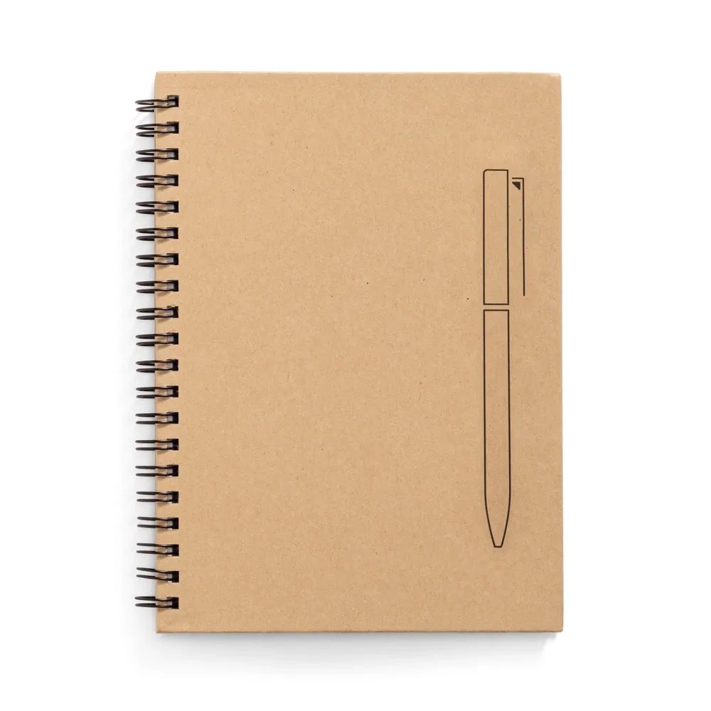 ROCK. Caderno B6 de capa dura em papel kraft com 140 páginas lisas em papel pedra (120 g/m²)