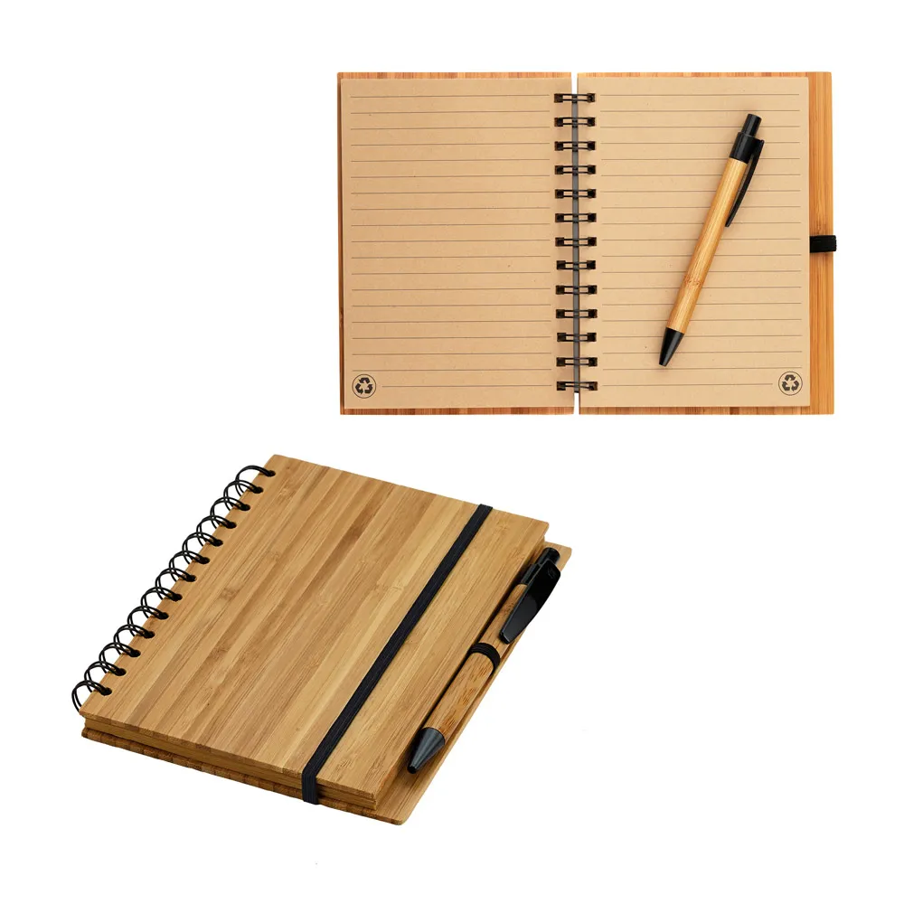 DICKENS A5. Caderno A5 em bambu com folhas pautadas recicladas-93485