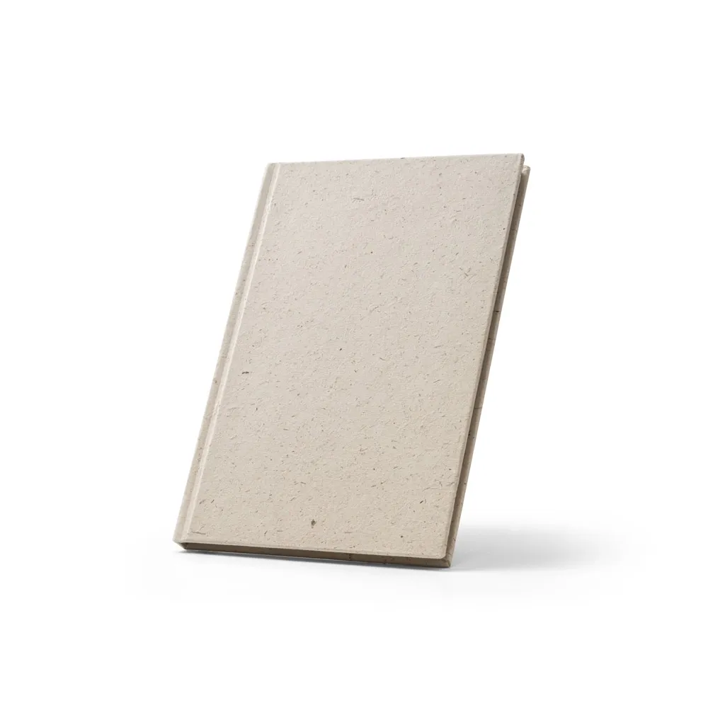 TUSKS. Caderno A5 em matéria orgânica de elefante (95%) e algodão de trapo (5%) com páginas pautadas reciclado, com 160 páginas pautadas recicladas