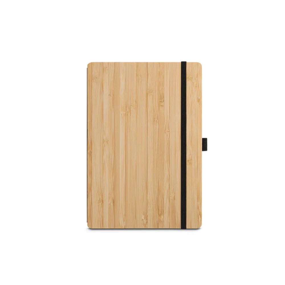 GAIMAN. Conjunto de caderno A5 em bambu com páginas pautadas e esferográfica em bambu