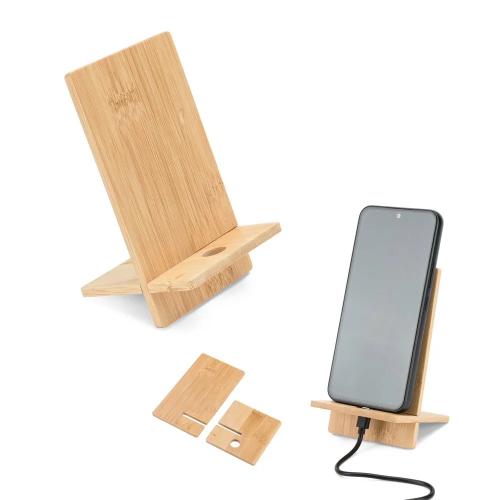 GALEN. Suporte para celular em bambu, desmontável em duas partes-93639