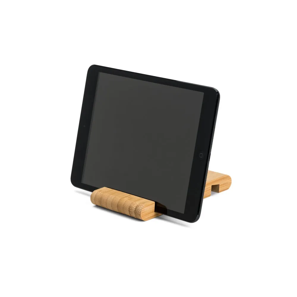 HABER. Suporte para celular em bambu com duas canaletas de tamanhos diferentes