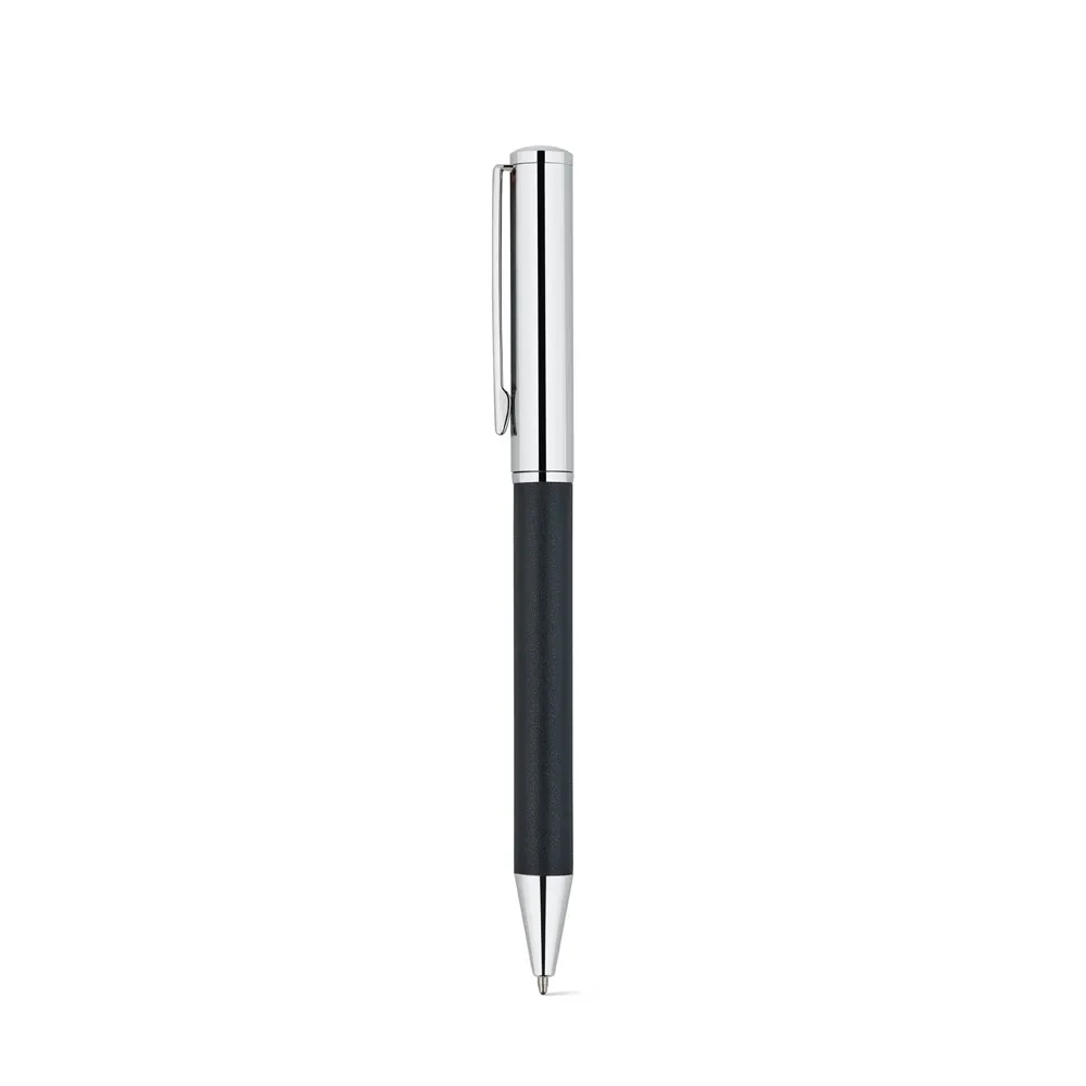 GARRETT. Conjunto composto por 1 caneta esferográfica e 1 caderno, em PU e aço inox