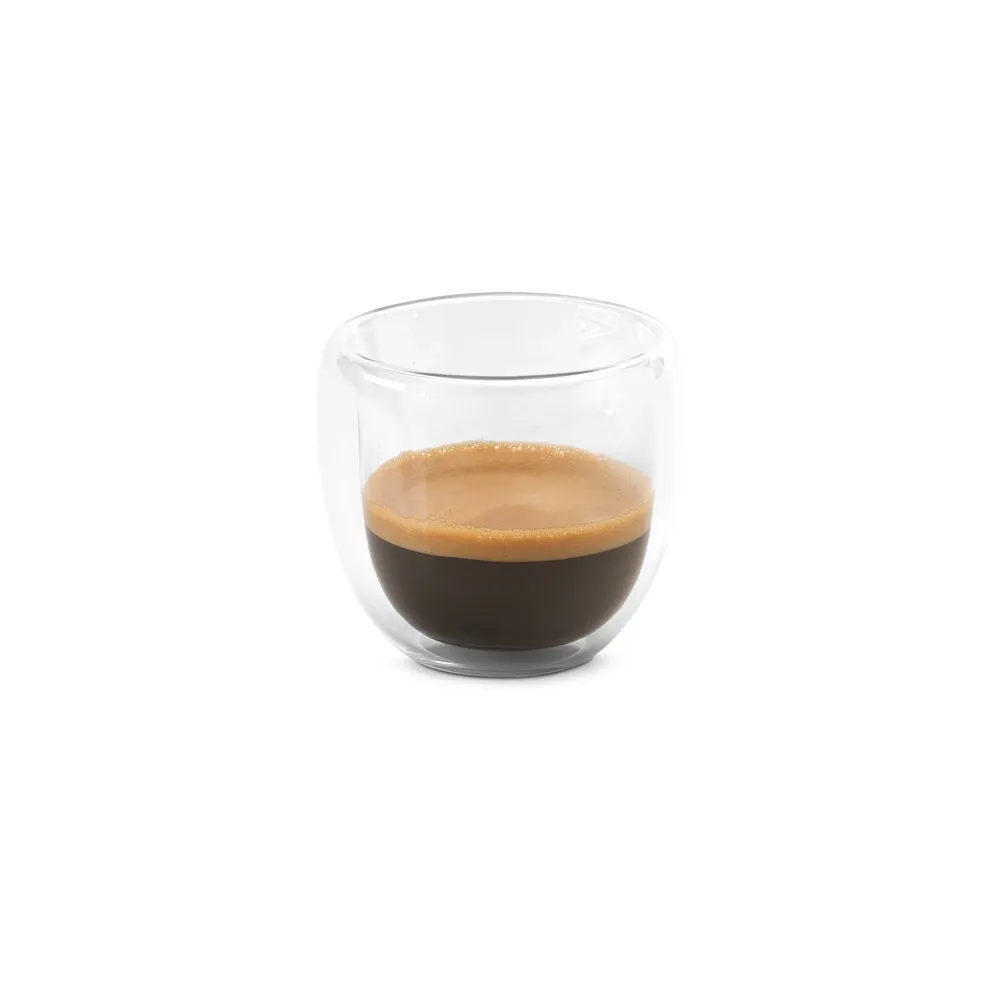EXPRESSO. Conjunto de café em vidro borossilicato com 2 copos com parede dupla isolada a ar 75 mL