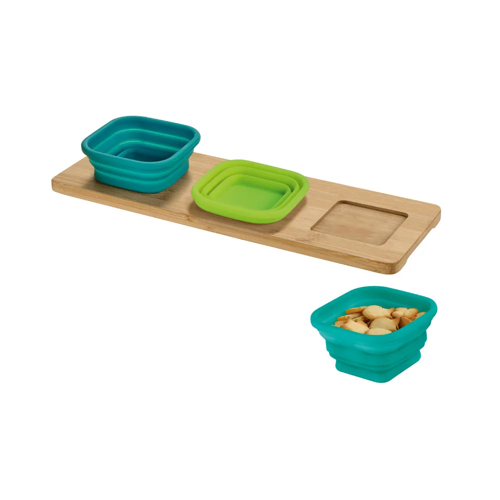 PICKLED. Base de mesa em bambu com 3 potes em silicone-93885