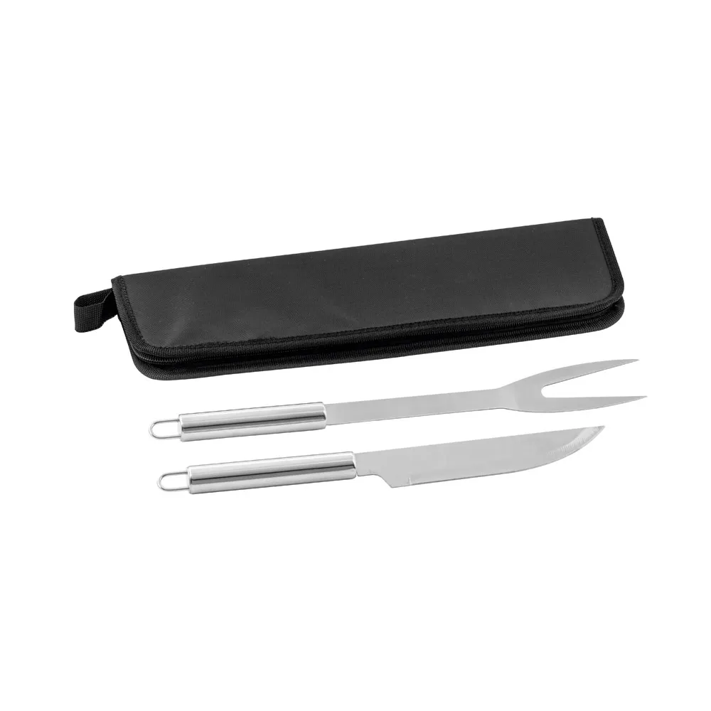 DURAND. Kit churrasco em estojo em 210D com 2 utensílios em aço inox