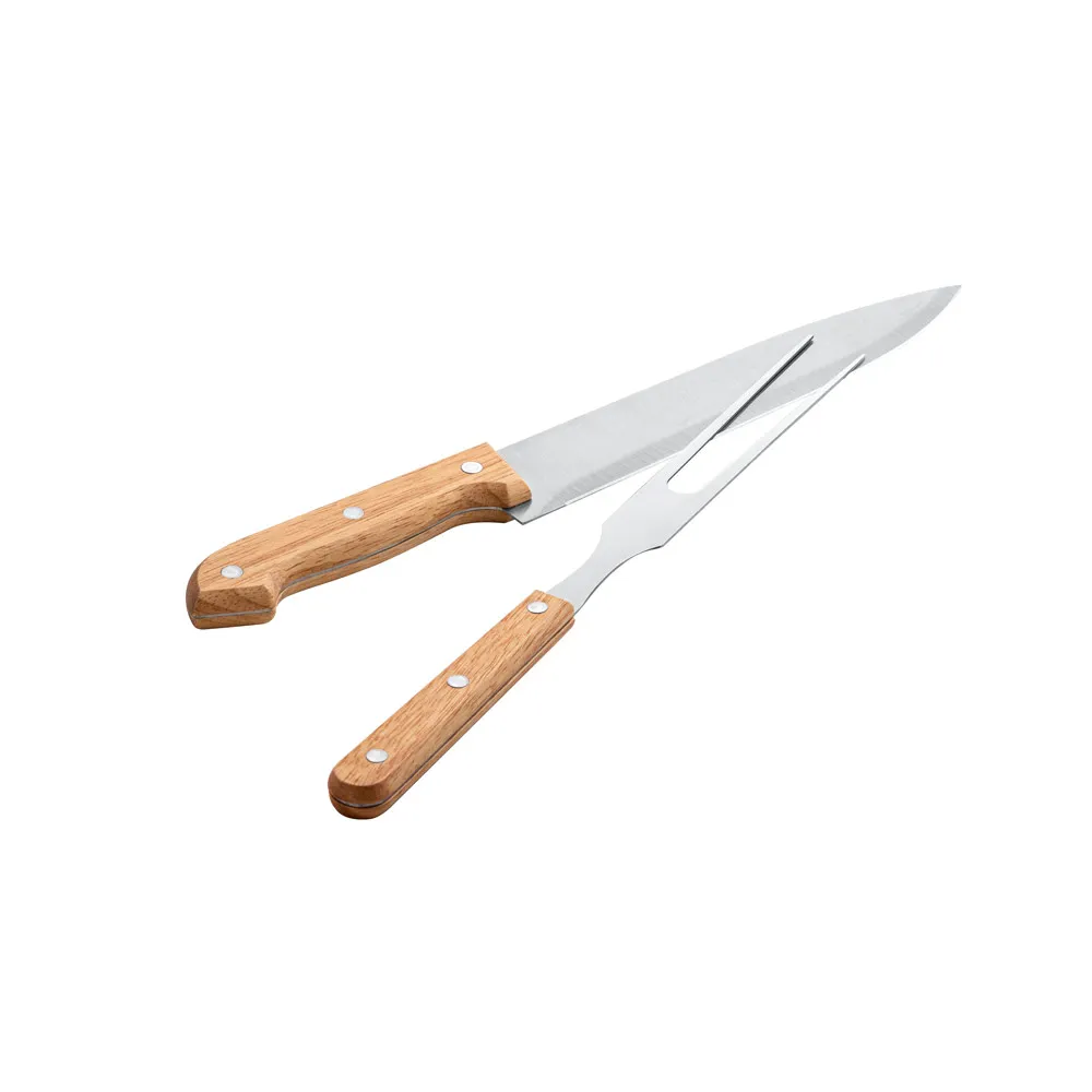 ALIOLI. Kit churrasco em caixa kraft com 2 utensílios 3m aço inox e bambu