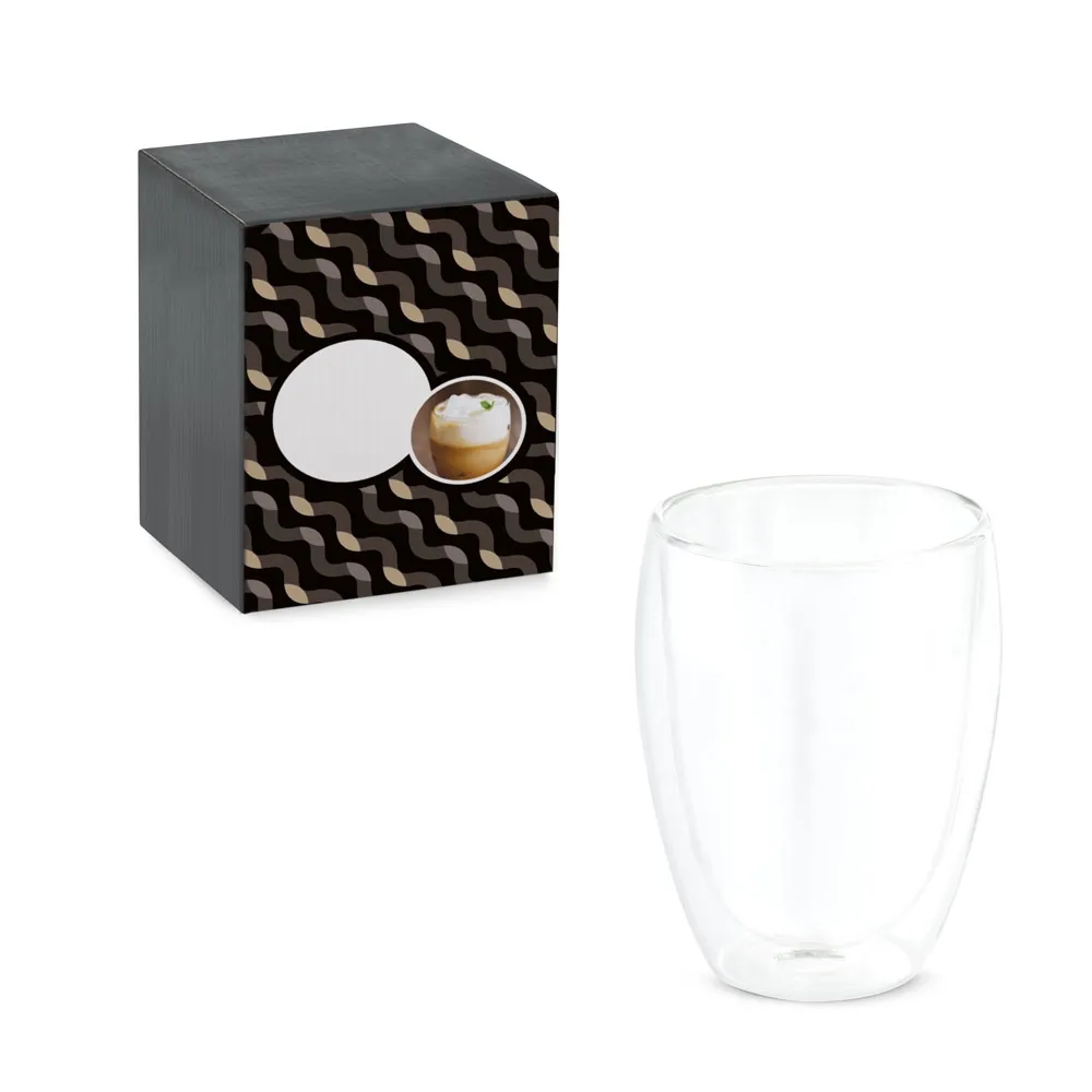 MACHIATO CUP. Copo em vidro borossilicato com parede dupla, isolada a ar 350 mL