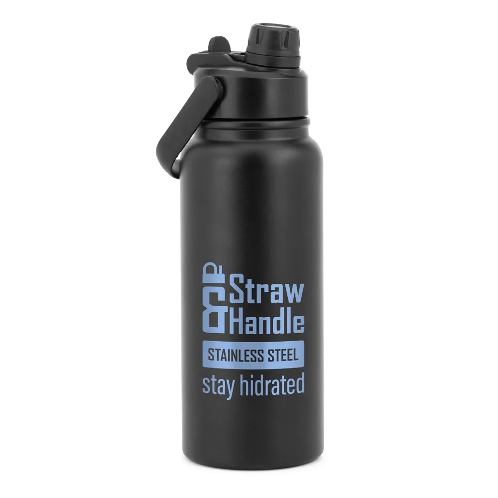 ALCARAZ. Garrafa em aço inox 90% reciclado, com parede dupla isolada a vácuo (830 mL)