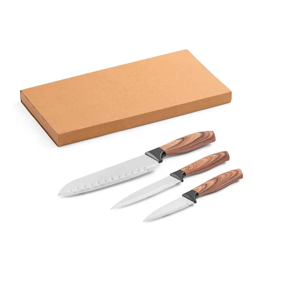 BAHARAT. Conjunto de 3 facas de cozinha com lâmina em aço inox e cabo ergonómico