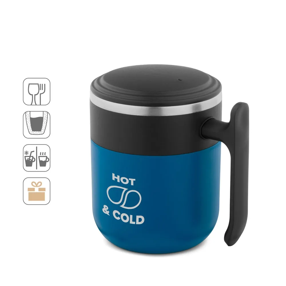 MALDINI. Caneca de viagem com parede interior em aço inox e acabamento mate 400 mL-94439
