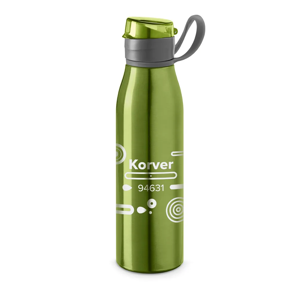 KORVER. Squeeze em alumínio e tampa flip flop em AS e PP 650 mL