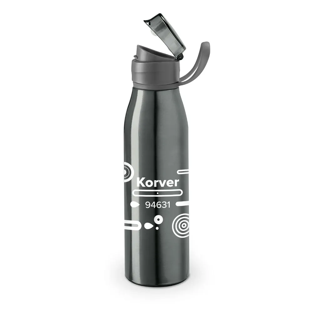 KORVER. Squeeze em alumínio e tampa flip flop em AS e PP 650 mL