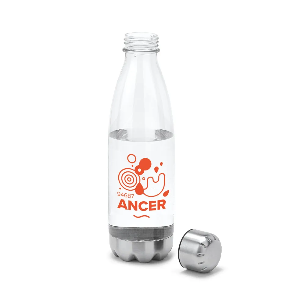 ANCER. Squeeze em AS, com tampa e base em aço inox 700 mL