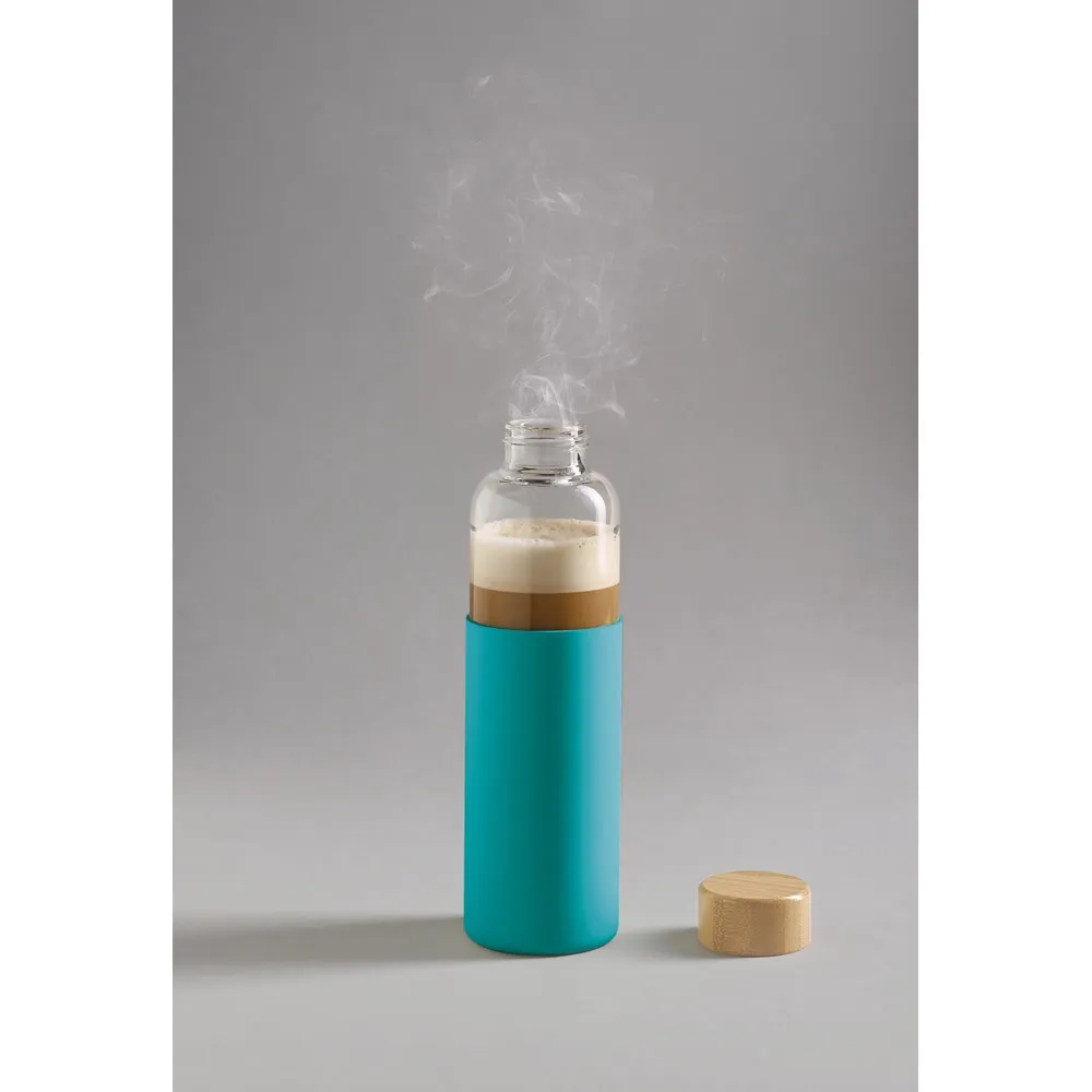 DAKAR. Squeeze em vidro borossilicato com tampa em bambu 600 mL