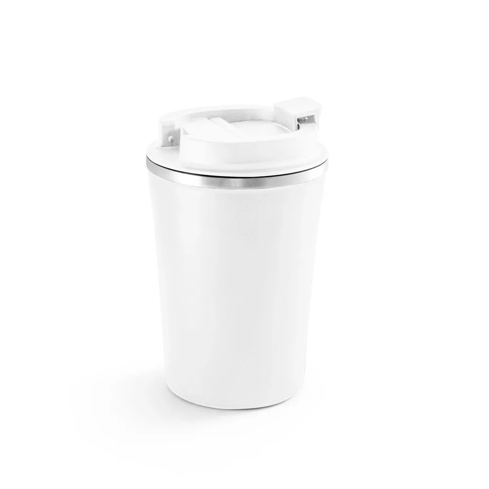 PHELPS. Copo de viagem em aço inox e PP, térmico com parede dupla isolada a vácuo 470 mL