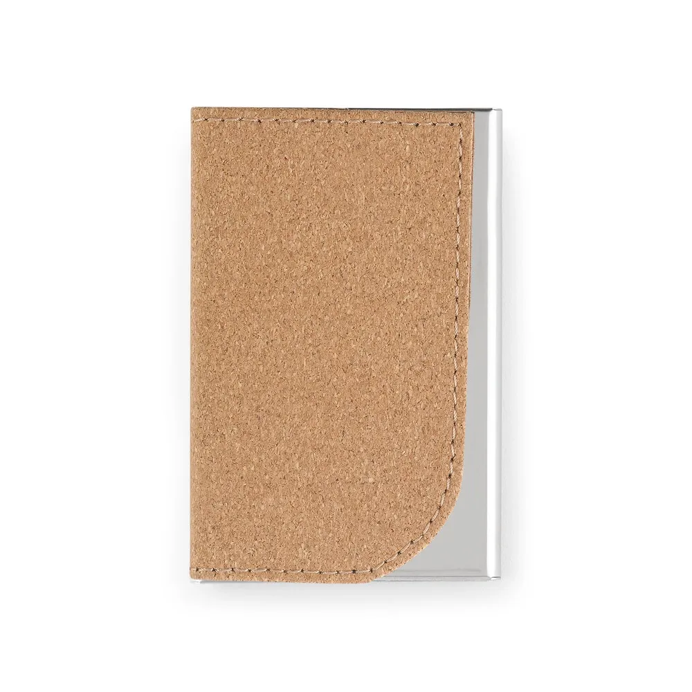 GOSLING. Conjunto composto por um porta-cartões e chaveiro, ambos em metal e cortiça