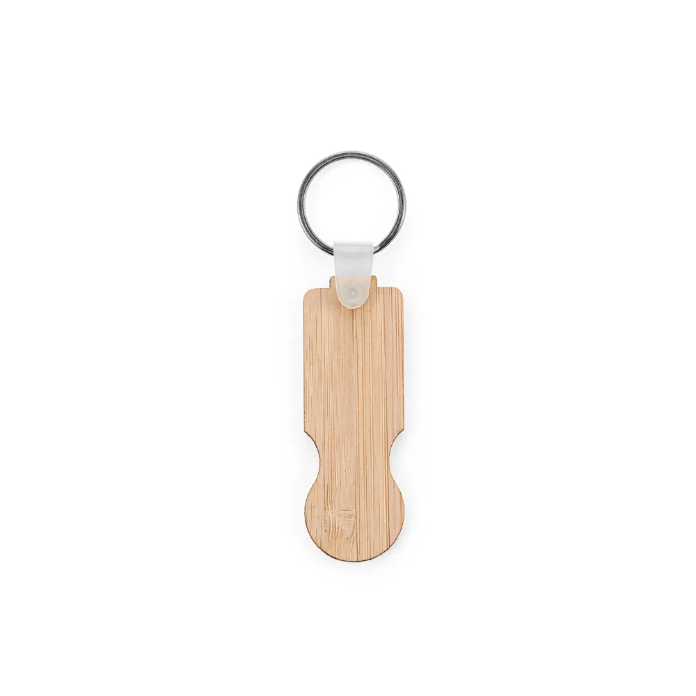 SHOPZ. Chaveiro em bambu com extremidade em formato de moeda