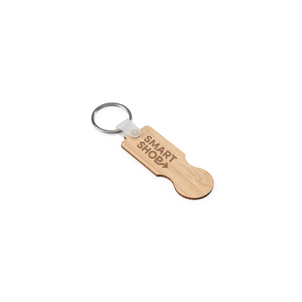 SHOPZ. Chaveiro em bambu com extremidade em formato de moeda