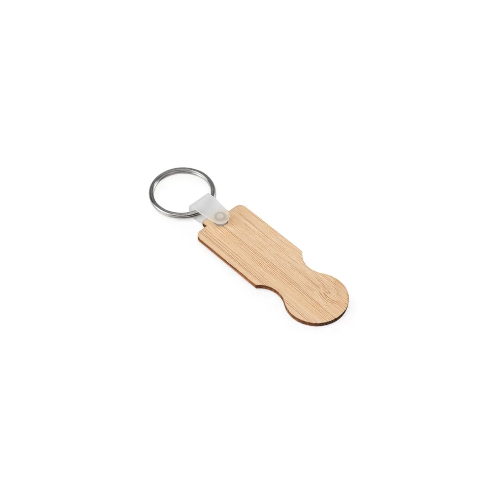 SHOPZ. Chaveiro em bambu com extremidade em formato de moeda
