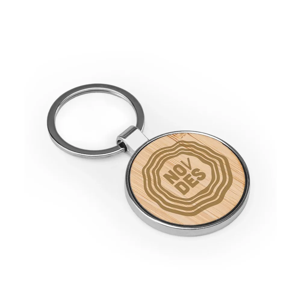 GASTON ROUND. Chaveiro em ferro com formato redondo em zinco e bambu-95119